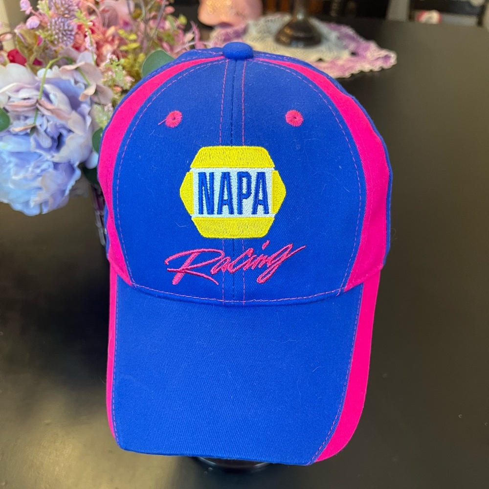 NAPA NASCAR Racing Pink Blue‎ Baseball Hat 56 28 Adjustable Susan Komen Cure